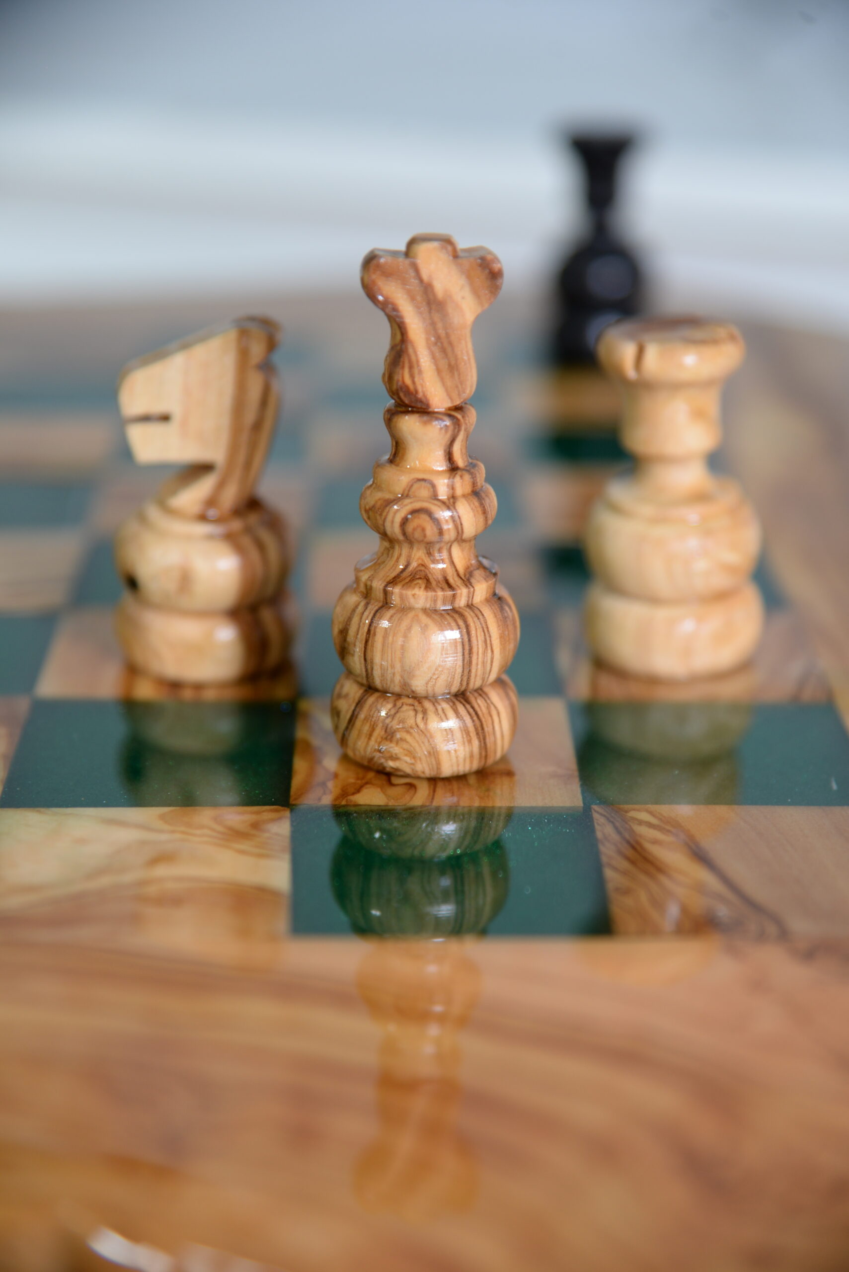 Custom Made Resin and Live Edge Olive Wooden Chess Board 